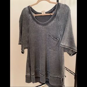Free People Oversize Sweater Waffle Knit Tee